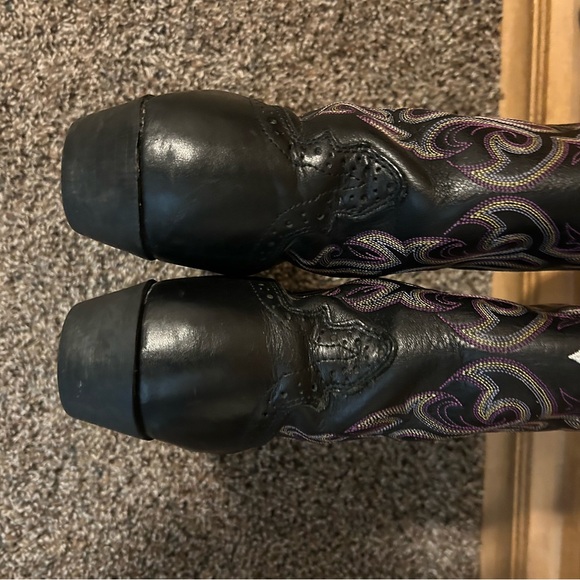 Justin Black and Purple Western Boots - Picture 6 of 7